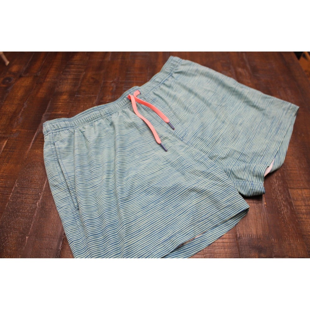Southern Tide Shorts Mens 2XL Blue Stripe Lined Swim Trunks Drawstring Pockets